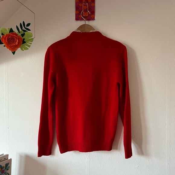 EUC VTG Cashmere Cherry Red Cardigan Daniel Caron 90s - Picture 7 of 9